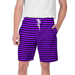 Шорты на шнурке мужские Фиолетовый в чёрную полоску, цвет: 3D-принт