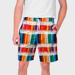 Шорты на шнурке мужские Яркие цветные карандаши, цвет: 3D-принт
