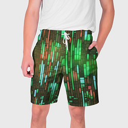 Шорты на шнурке мужские Неоновые полосы зелёные, цвет: 3D-принт