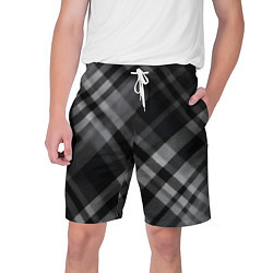 Шорты на шнурке мужские Черно-белая диагональная клетка в шотландском стил, цвет: 3D-принт