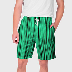 Шорты на шнурке мужские Абстракция полосы зелёные, цвет: 3D-принт