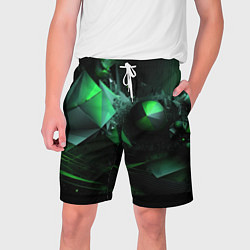 Шорты на шнурке мужские Геометрическая текстурная зеленая абстракция, цвет: 3D-принт