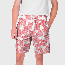 Шорты на шнурке мужские Узор с розовыми бантами в горошек, цвет: 3D-принт