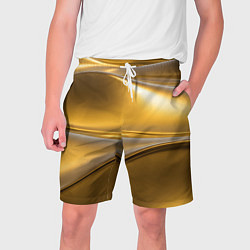 Шорты на шнурке мужские Золотые волны металла, цвет: 3D-принт
