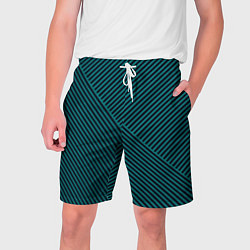 Шорты на шнурке мужские Чёрно-зелёные тонкие полосы, цвет: 3D-принт