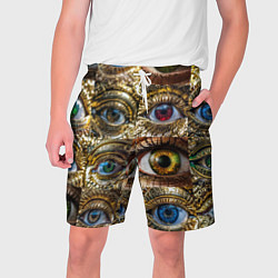 Шорты на шнурке мужские Металлические глаза в стиле стимпанк, цвет: 3D-принт