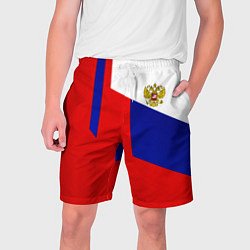 Шорты на шнурке мужские Россия геометрия спортивная, цвет: 3D-принт