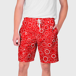 Шорты на шнурке мужские Красно-белый паттерн пузырьки, цвет: 3D-принт