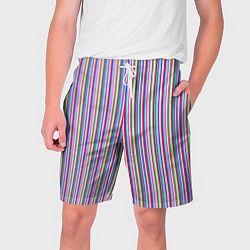 Шорты на шнурке мужские Разноцветные яркие полосы, цвет: 3D-принт