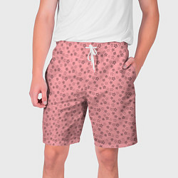 Шорты на шнурке мужские Розовый в цветочек, цвет: 3D-принт