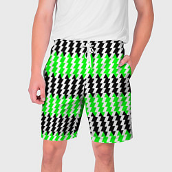 Шорты на шнурке мужские Вертикальные чёрно-зелёные полосы, цвет: 3D-принт
