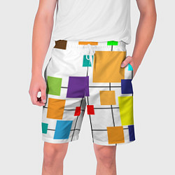 Шорты на шнурке мужские Разноцветные квадраты паттерны, цвет: 3D-принт