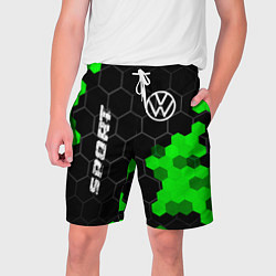 Шорты на шнурке мужские Volkswagen green sport hexagon, цвет: 3D-принт