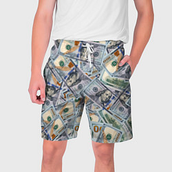 Шорты на шнурке мужские Банкноты сто долларов, цвет: 3D-принт