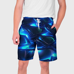Шорты на шнурке мужские Синие абстрактные неоновые плиты, цвет: 3D-принт