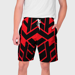 Шорты на шнурке мужские Красные полосы на чёрном фоне, цвет: 3D-принт
