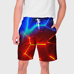 Шорты на шнурке мужские Красные плиты с ярким светом, цвет: 3D-принт
