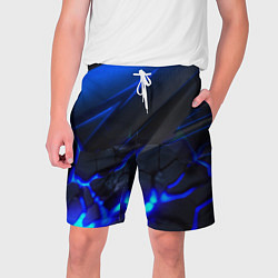 Шорты на шнурке мужские Синяя абстракция с плитами, цвет: 3D-принт