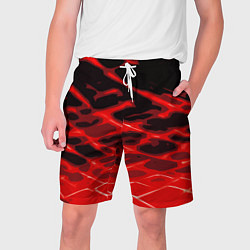 Мужские шорты Красные абстрактные полосы на чёрном фоне