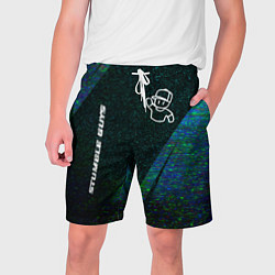 Шорты на шнурке мужские Stumble Guys glitch blue, цвет: 3D-принт