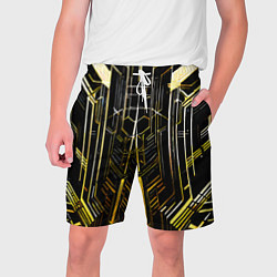 Шорты на шнурке мужские Gold lines on a black background, цвет: 3D-принт