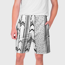 Шорты на шнурке мужские Закулисье чёрно-белое, цвет: 3D-принт