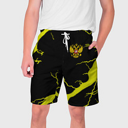Шорты на шнурке мужские Россия шторм герб, цвет: 3D-принт