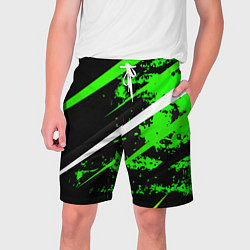 Шорты на шнурке мужские Color black and green, цвет: 3D-принт