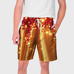 Шорты на шнурке мужские Красно-золотая волнистая текстура, цвет: 3D-принт