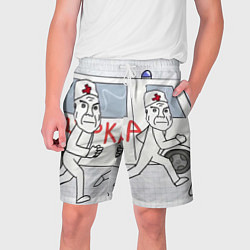 Шорты на шнурке мужские Дурка мем скорая, цвет: 3D-принт
