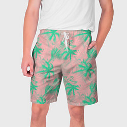 Шорты на шнурке мужские Palm turquoise pink, цвет: 3D-принт