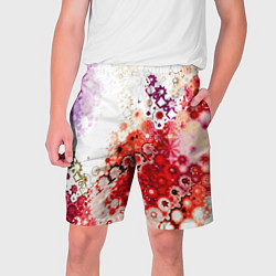 Шорты на шнурке мужские Красный узор на белом, цвет: 3D-принт
