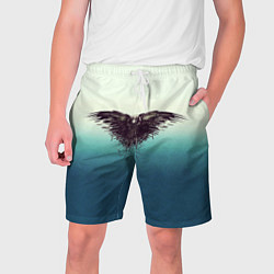 Шорты на шнурке мужские Черный ворон - градиент, цвет: 3D-принт