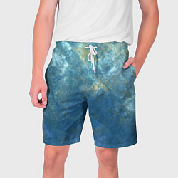 Шорты на шнурке мужские Абстракция - gold in blue-turquoise color, цвет: 3D-принт