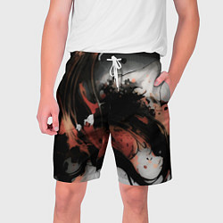 Шорты на шнурке мужские Тёмные краски абстракция красно-чёрный, цвет: 3D-принт
