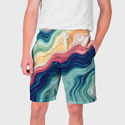 Шорты на шнурке мужские Абстрактные волнистые линии синий, цвет: 3D-принт