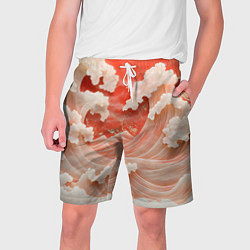 Шорты на шнурке мужские Японские красные волны, цвет: 3D-принт