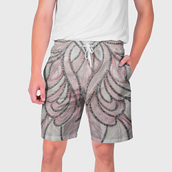 Мужские шорты Нежно розовый орнамент из перьев