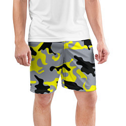 Шорты спортивные мужские Yellow & Grey Camouflage, цвет: 3D-принт — фото 2