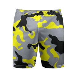 Шорты спортивные мужские Yellow & Grey Camouflage, цвет: 3D-принт