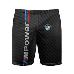 Шорты спортивные мужские BMW POWER CARBON, цвет: 3D-принт