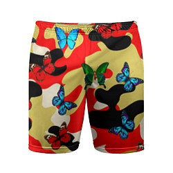 Шорты спортивные мужские Камуфляжные бабочки, цвет: 3D-принт