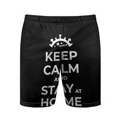 Шорты спортивные мужские Keep calm and stay at home, цвет: 3D-принт