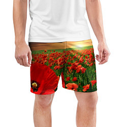 Шорты спортивные мужские Красный мак на закате, цвет: 3D-принт — фото 2