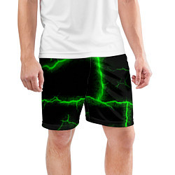Шорты спортивные мужские К - 13 зелёная трещина 3D, цвет: 3D-принт — фото 2