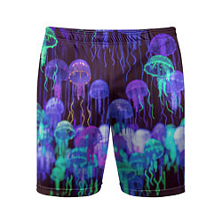 Шорты спортивные мужские Неоновые медузы, цвет: 3D-принт