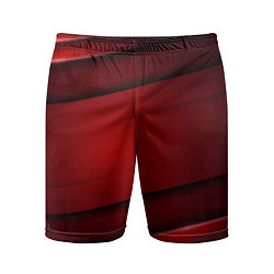 Шорты спортивные мужские 3D red Абстрактные линии, цвет: 3D-принт
