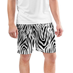 Шорты спортивные мужские Черно-белая зебра, цвет: 3D-принт — фото 2