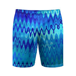 Шорты спортивные мужские Синий-голубой абстрактный узор, цвет: 3D-принт