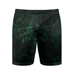 Шорты спортивные мужские Темно-зеленый мраморный узор, цвет: 3D-принт
